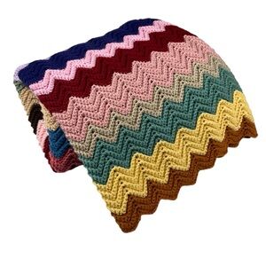Multicolored Chevron Crochet Throw Blanket